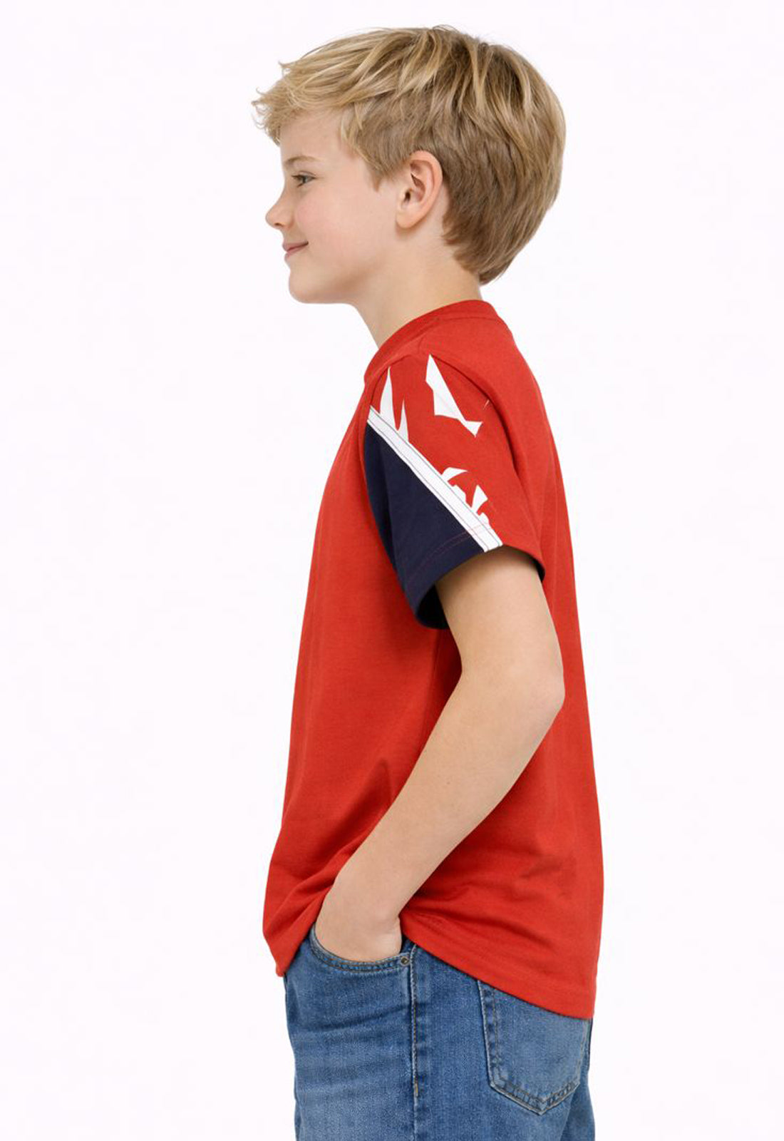 Sportking Boys Red Printed Round Neck Half Sleeve T-Shirt