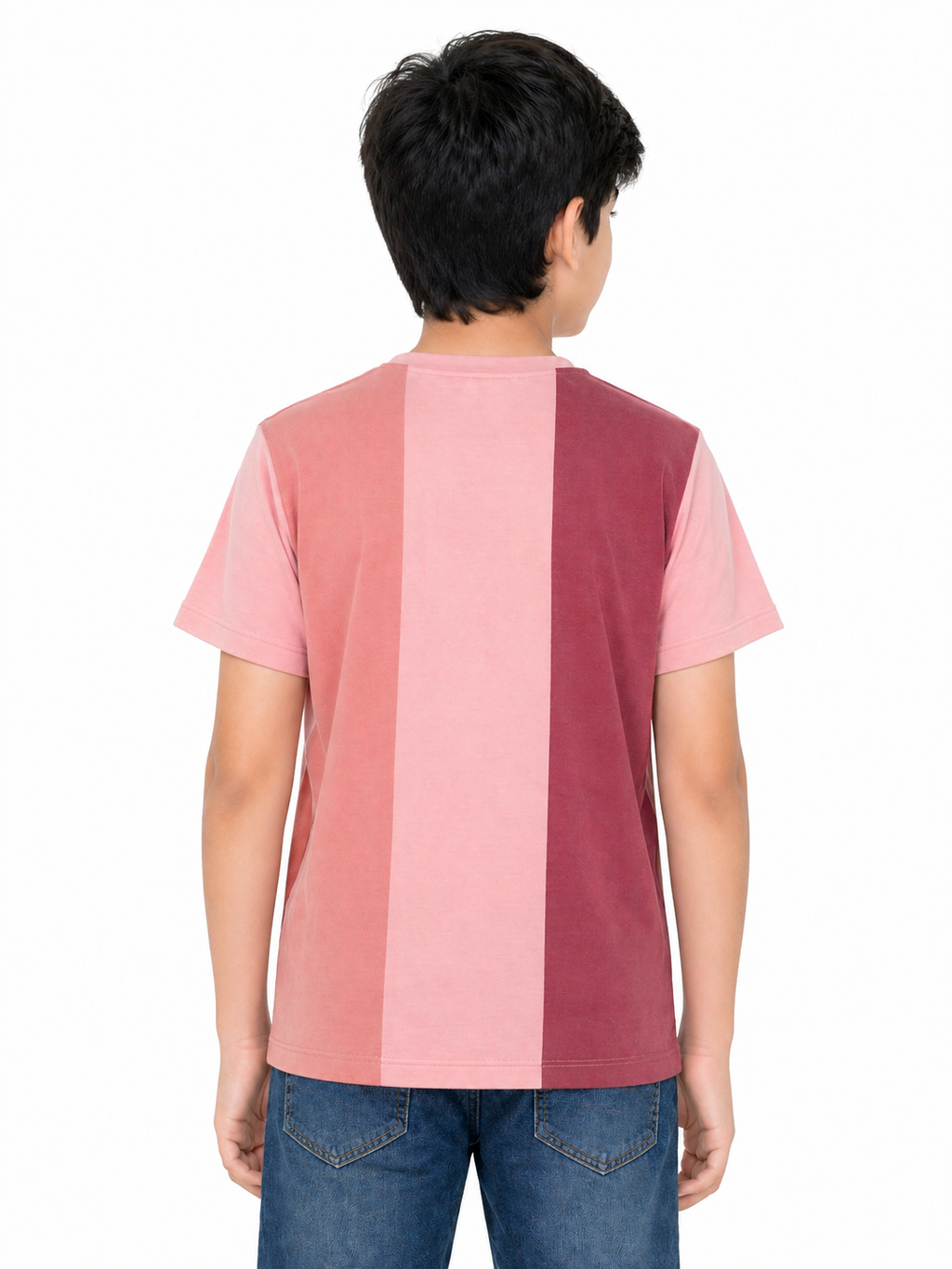 Sportking Knitted Half Sleeve Color Block Graphic Print T-Shirt - Peach