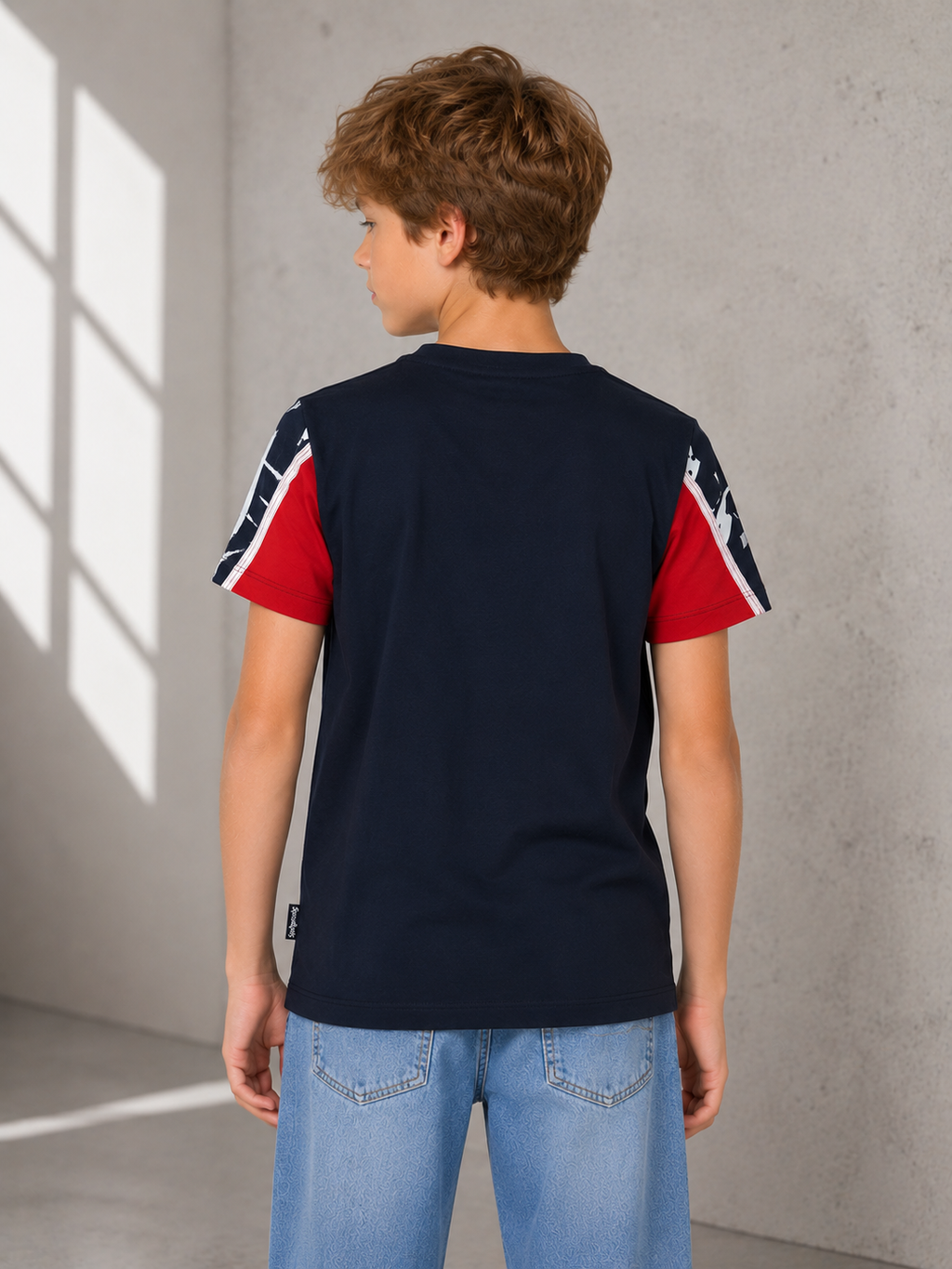 Sportking Boys Navy Blue Printed Round Neck Half Sleeve T-Shirt