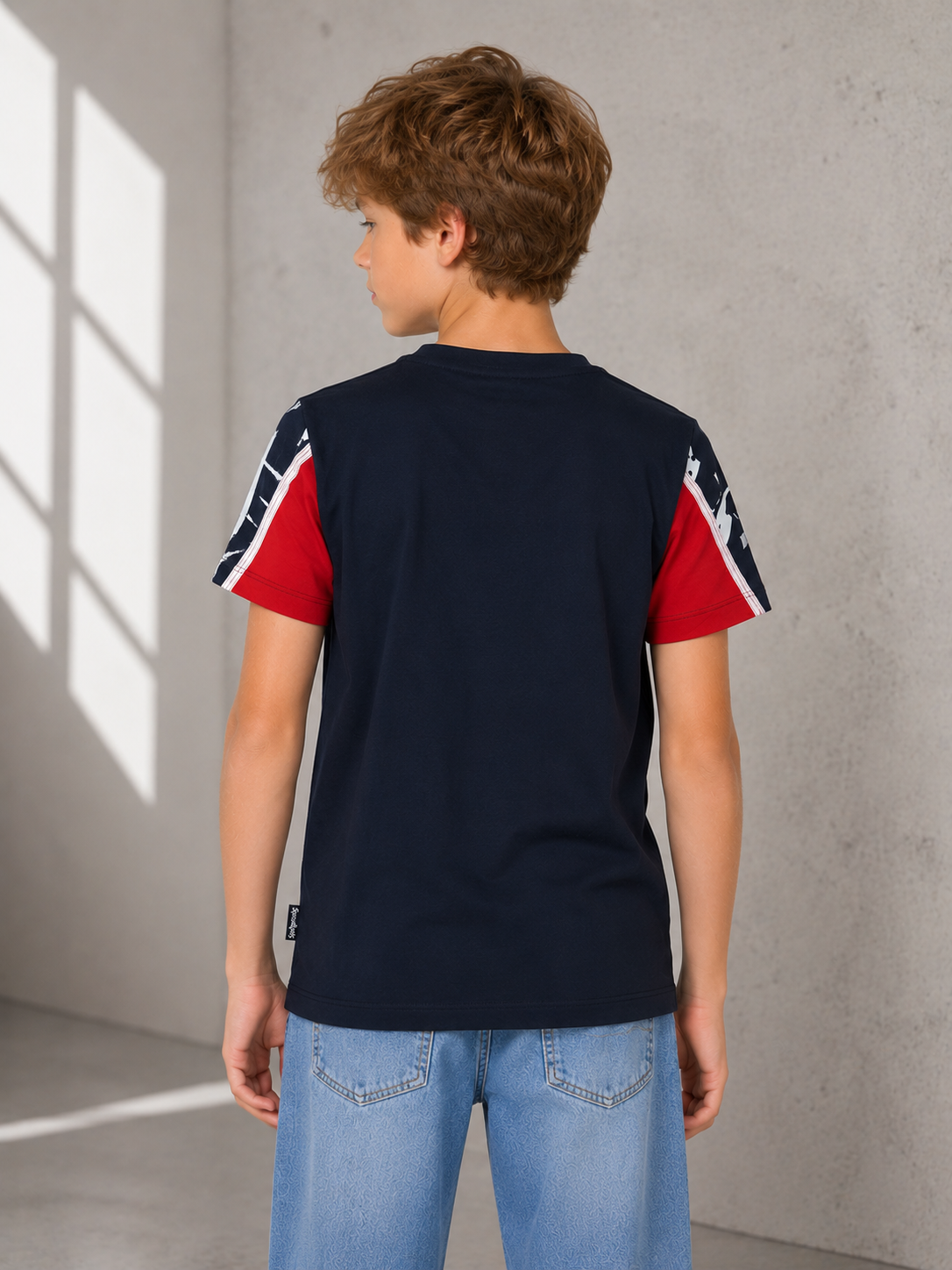 Sportking Boys Navy Blue Printed Round Neck Half Sleeve T-Shirt