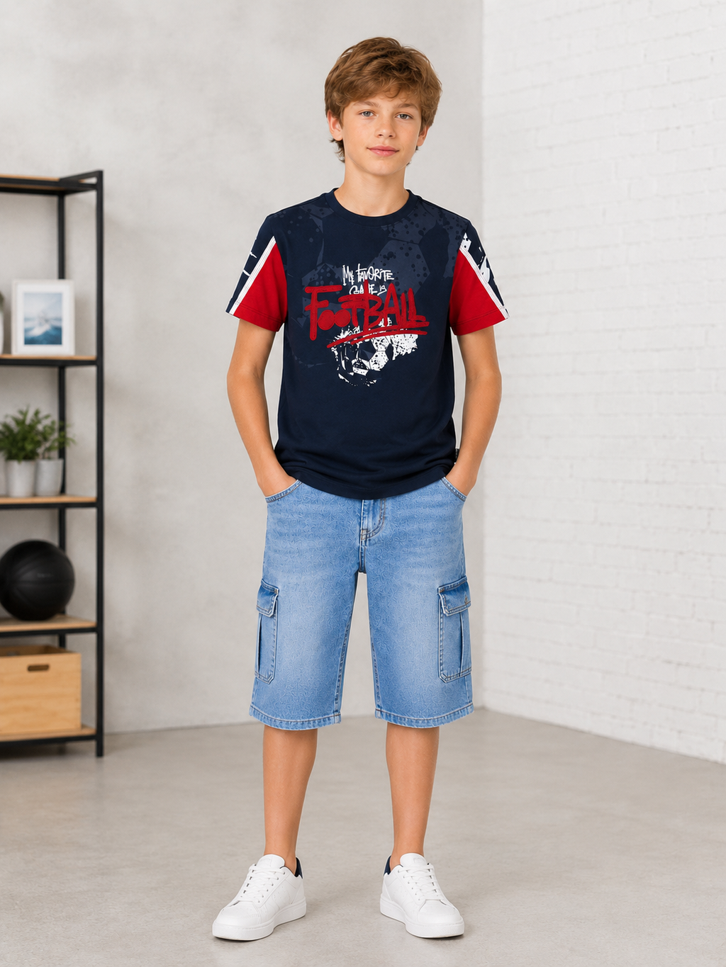 Sportking Boys Navy Blue Printed Round Neck Half Sleeve T-Shirt
